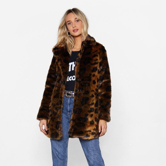 Nasty Gal Jackets & Blazers - Leopard Oversized Faux Fur Coat